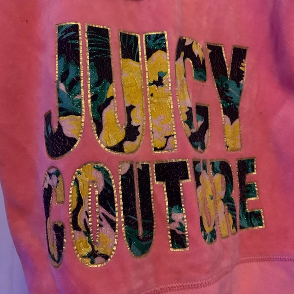Juicy Couture Pink Coral Zip-Up Hoodie Velour Sz M - Luxurious and Trendy Lounge - Picture 3 of 4